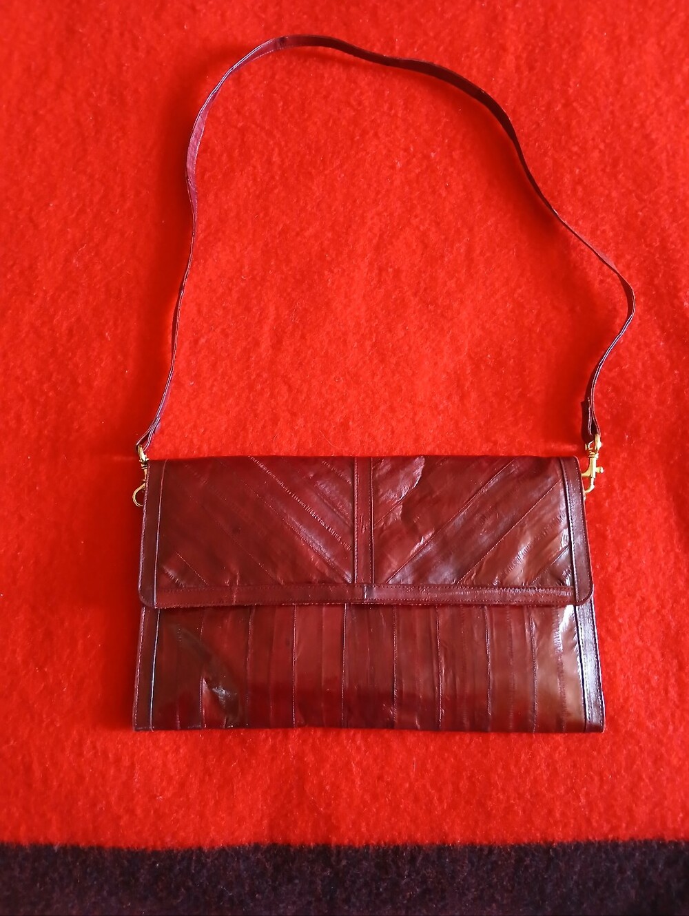 Vintage Red Eel Skin Leather Purse